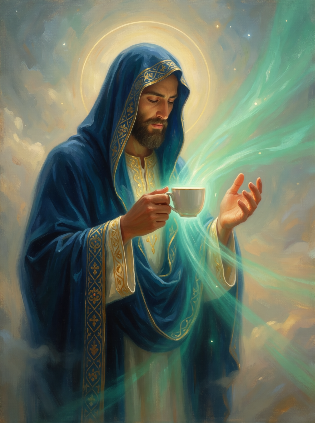 Un prophète portant la tasse sacrée